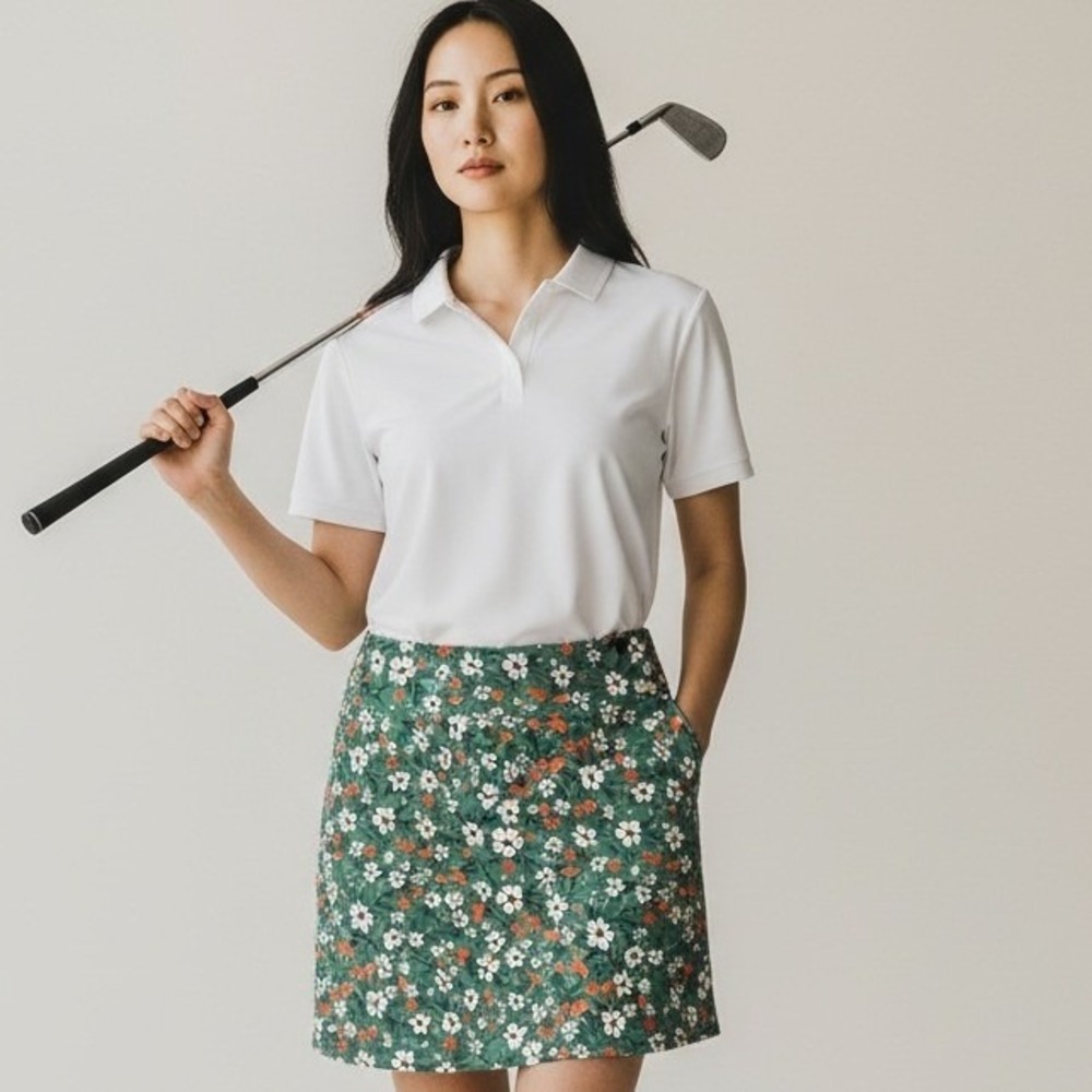 Loukeith Women Floral Print Green Skort Athletic‎ Golf Tennis Skirt Size L